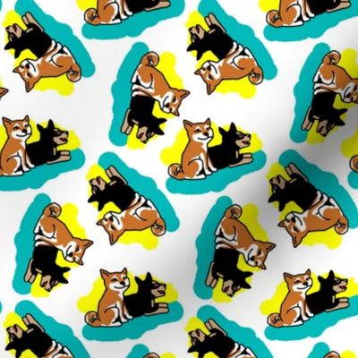 1950s Style Shiba Inu on Blue and Yellow