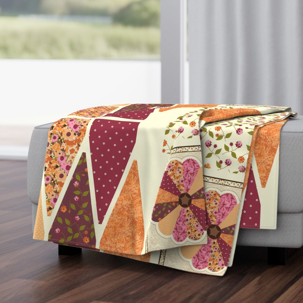 Plush Pumpkin Pouffe and Pillow Panel - Autumn Orange and Berry