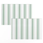 Mattress Ticking Wide Striped Pattern in Moss Green and White