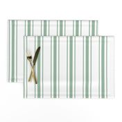 Mattress Ticking Wide Striped Pattern in Moss Green and White