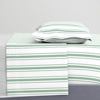 Mattress Ticking Wide Striped Pattern in Moss Green and White