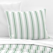 Mattress Ticking Wide Striped Pattern in Moss Green and White