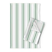 Mattress Ticking Wide Striped Pattern in Moss Green and White