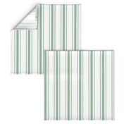 Mattress Ticking Wide Striped Pattern in Moss Green and White