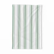 Mattress Ticking Wide Striped Pattern in Moss Green and White