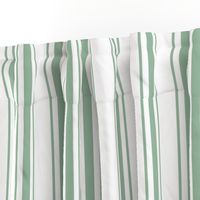 Mattress Ticking Wide Striped Pattern in Moss Green and White