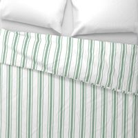 Mattress Ticking Wide Striped Pattern in Moss Green and White