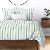 Mattress Ticking Wide Striped Pattern in Moss Green and White