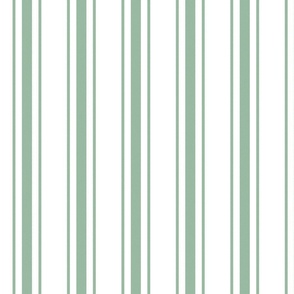 Mattress Ticking Wide Striped Pattern in Moss Green and White