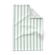 Mattress Ticking Narrow Striped Pattern in Moss Green and White