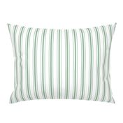 Mattress Ticking Narrow Striped Pattern in Moss Green and White