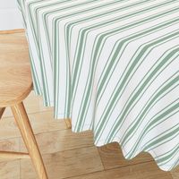 Mattress Ticking Narrow Striped Pattern in Moss Green and White