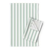 Mattress Ticking Narrow Striped Pattern in Moss Green and White