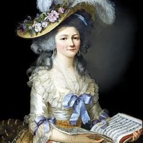 Marie Antoinette inspired white gowns baroque victorian blue satin bows big straw hat beautiful lady woman tulle white flowers floral music books musical note vintage shabby chic antique beauty rococo portraits  elegant gothic lolita egl 18th century neoc