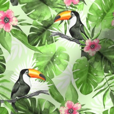 Tropical pattern with Toucans