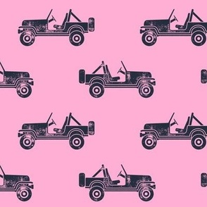 jeeps - blue on pink