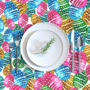 Colorful watercolor easter pattern with easter eggs.