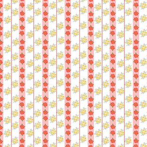 Floral pattern with roses and vertical stripes