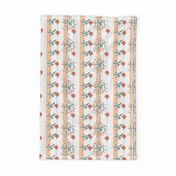 Floral pattern with roses, meadow flowers and vertical stripes