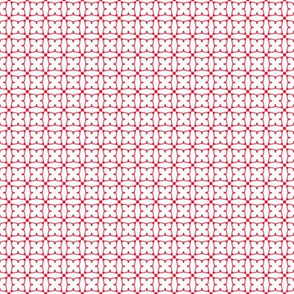 Circles and squares in Christmas red on white