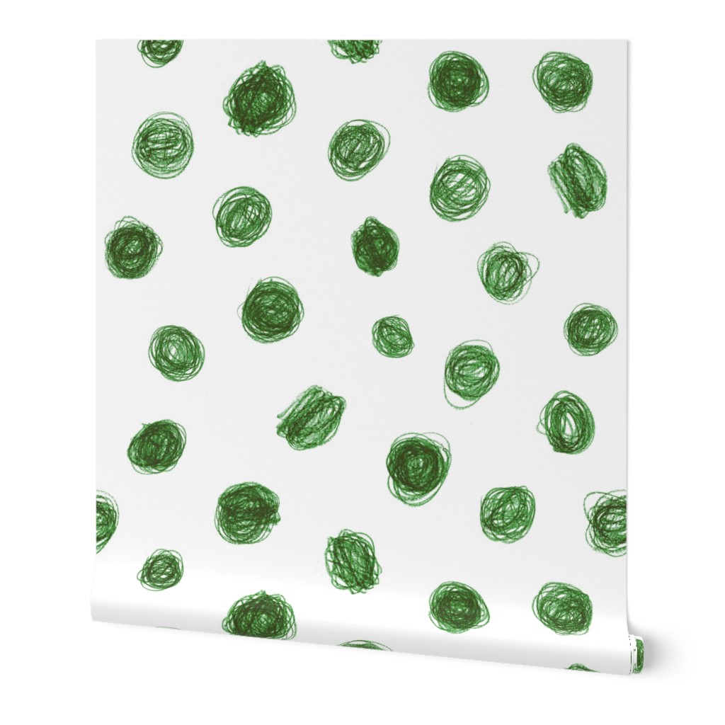 extra-large crayon polkadots in Christmascolors evergreen