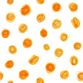 extra-large crayon polkadots in orange