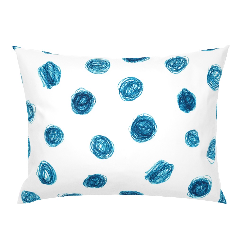 extra-large crayon polkadots in bright blue