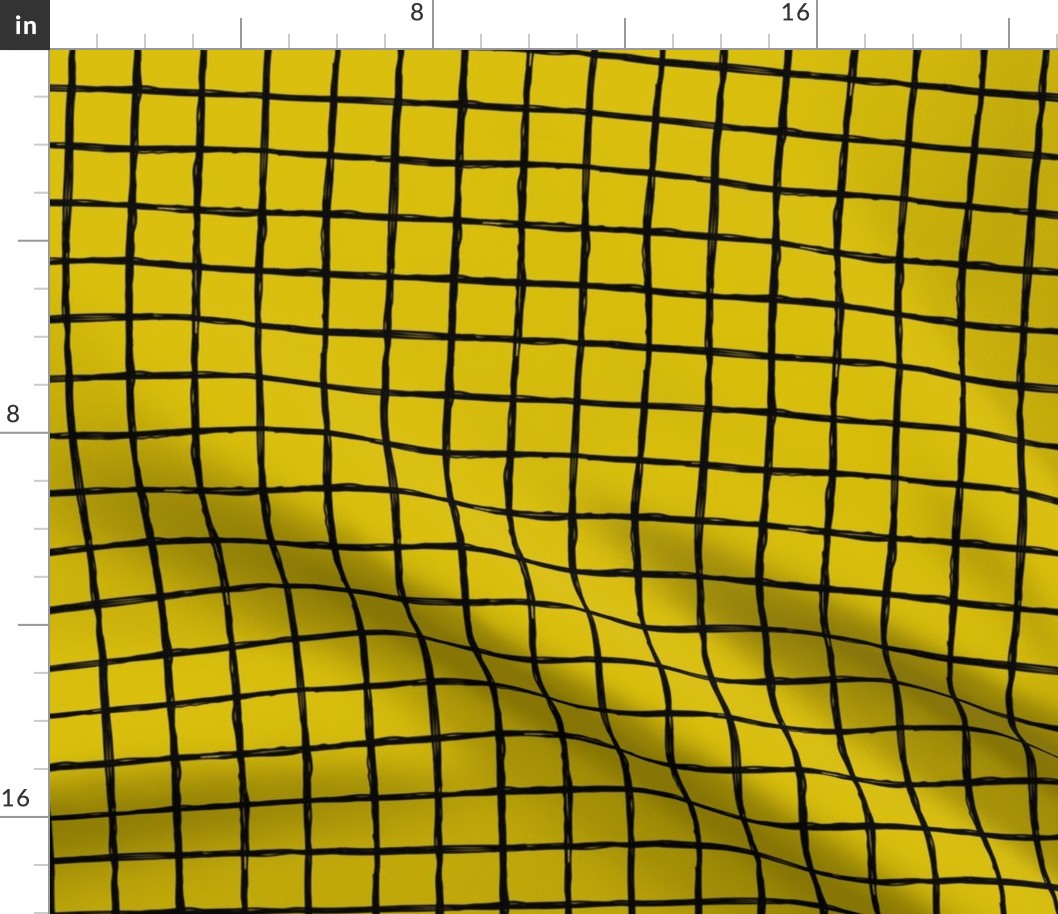 Abstract geometric minimal checkered check grid black stripe trend pattern mustard yellow