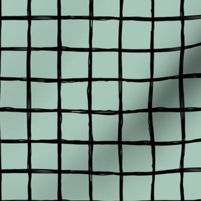 Abstract geometric minimal checkered check grid black stripe trend pattern misty green
