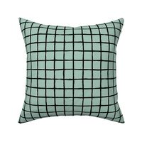 Abstract geometric minimal checkered check grid black stripe trend pattern misty green