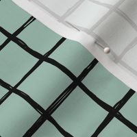 Abstract geometric minimal checkered check grid black stripe trend pattern misty green