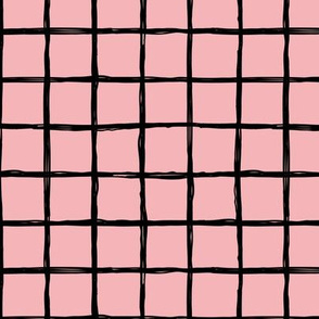 Abstract geometric minimal checkered check grid black stripe trend pattern mustard pink