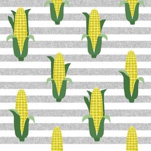 Corn vegetables vegan fabric summer foods stripe grey