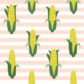 Corn vegetables vegan fabric summer foods stripe pink