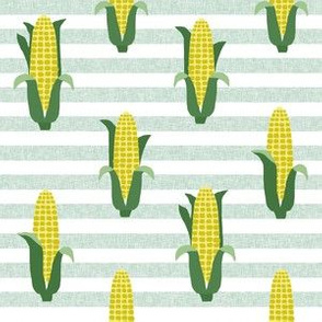 Corn vegetables vegan fabric summer foods stripe green