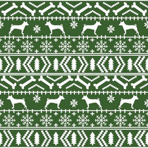 basenji  fair isle christmas silhouette dog breed fabric green
