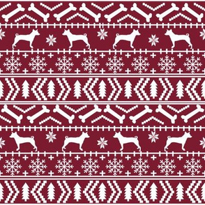 basenji  fair isle christmas silhouette dog breed fabric ruby