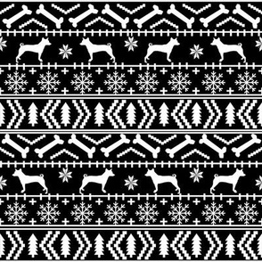 basenji  fair isle christmas silhouette dog breed fabric black and white