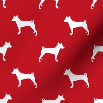 basenji  silhouette dog breed fabric red