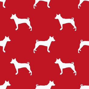 basenji  silhouette dog breed fabric red