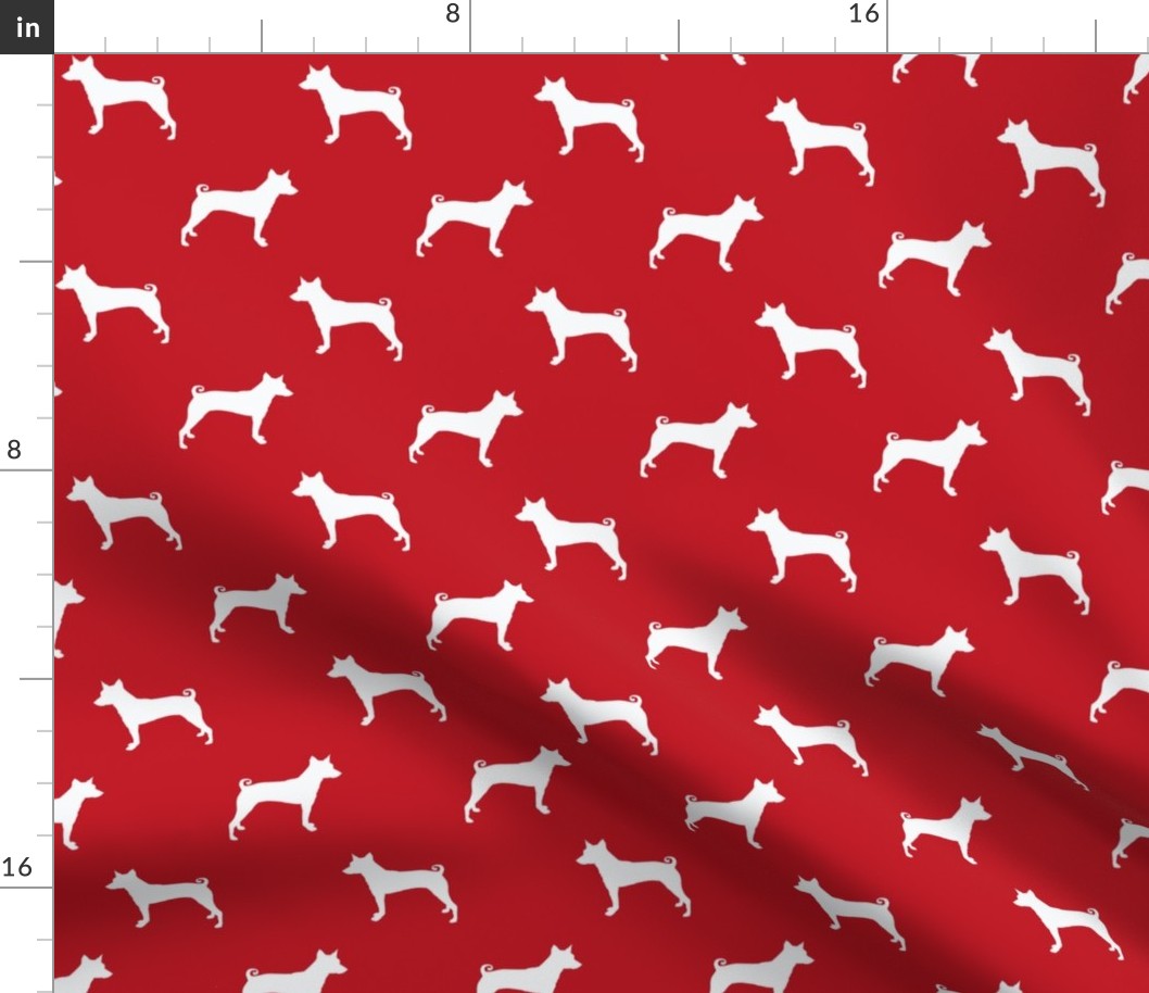 basenji  silhouette dog breed fabric red