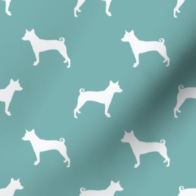 basenji  silhouette dog breed fabric blue