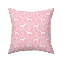 basenji floral silhouette dog breed fabric pink
