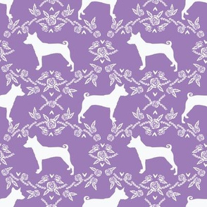 basenji floral silhouette dog breed fabric purple