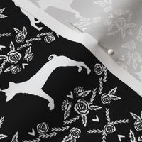 basenji floral silhouette dog breed fabric black and white