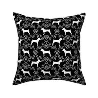 basenji floral silhouette dog breed fabric black and white