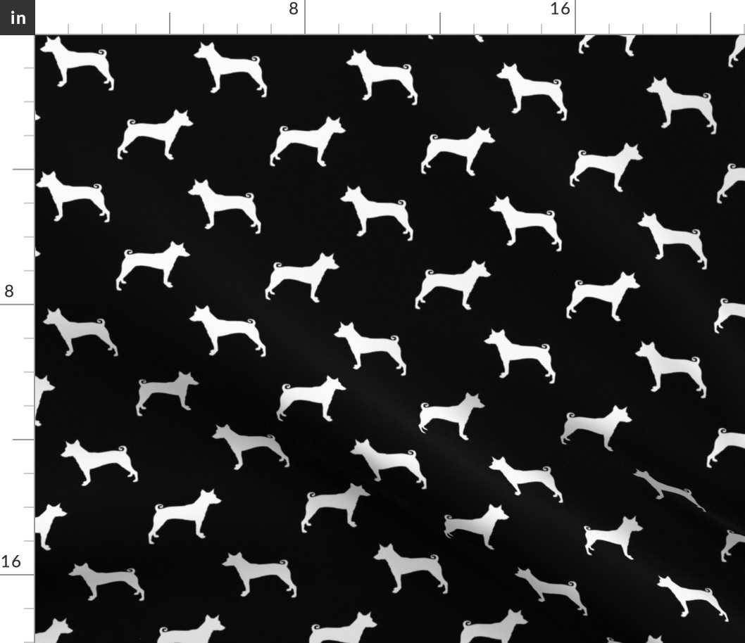 basenji silhouette dog breed fabric black and white