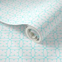 Circles and squares in pale turquoise on white