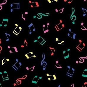 Musical notes on black