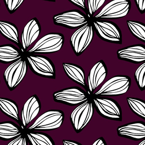 Dark series White flowers on purple background